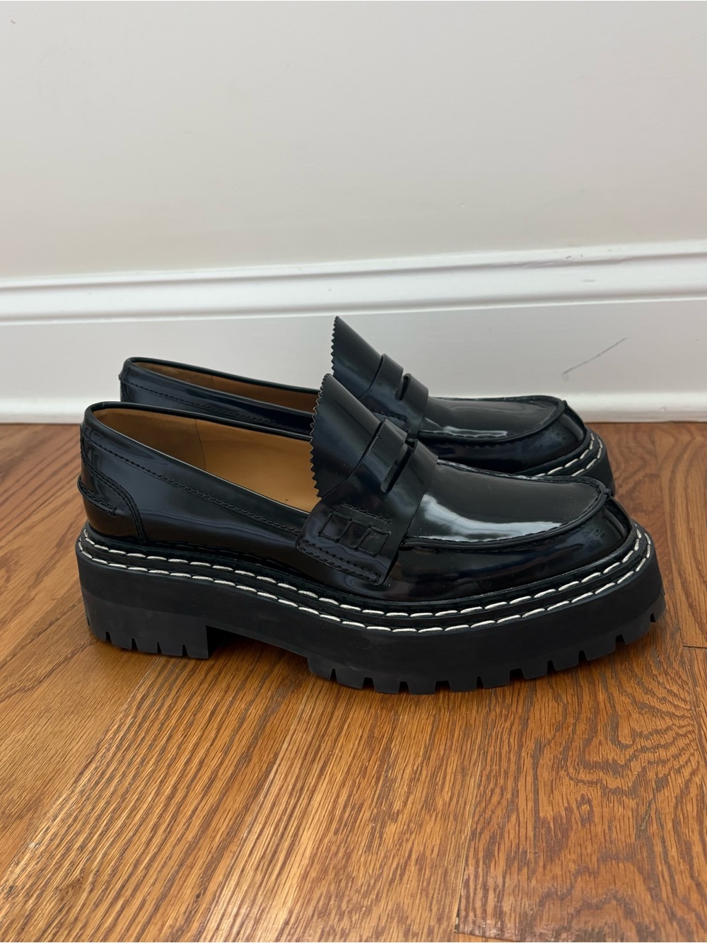 Proenza Schouler lug sole glossed leather platform loafers Sz 41 (US 10)